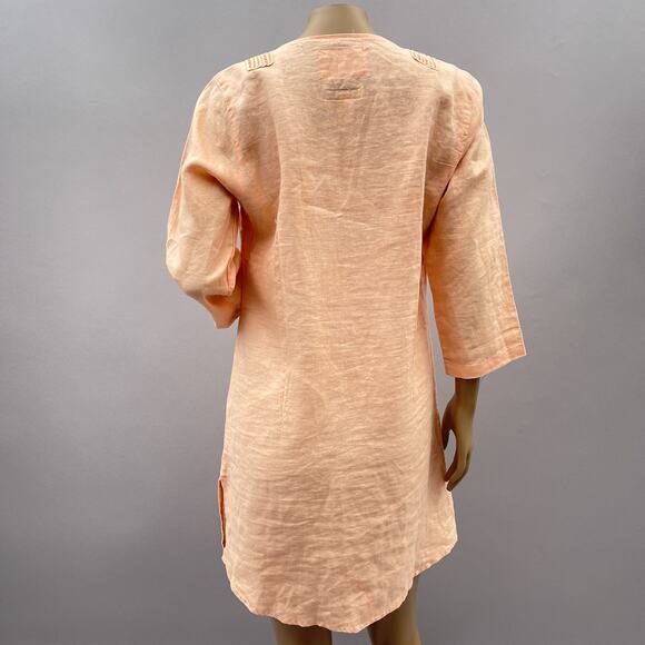 Malvin Germany Tunic Dress Women M Coral Pink Love Linen Lace Yoke Coastal - Picture 4 of 10